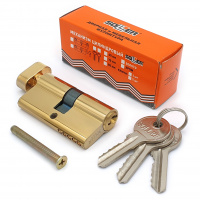 Механизм цилиндровый SOLLER FV3 золото 60мм, 3 ключа ключ/вертушка, латунь/металл (25+10+25)