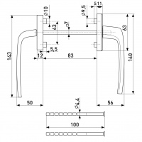 Ручка оконная двухсторонняя белая алюминиевая BHS-F-01