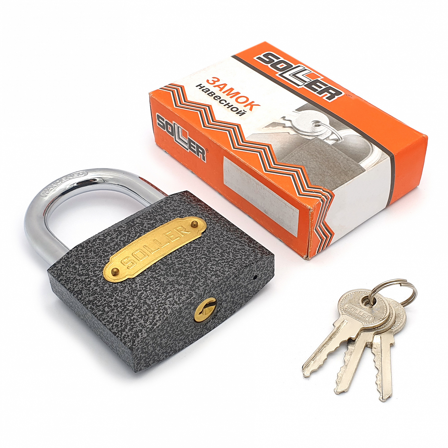 Замок навесной SOLLER 367-75HG 74 мм цилиндр из латуни