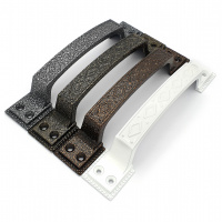 Ручка-скоба дверная РС-100-3 антик/белое золото (литьё, ЦАМ)