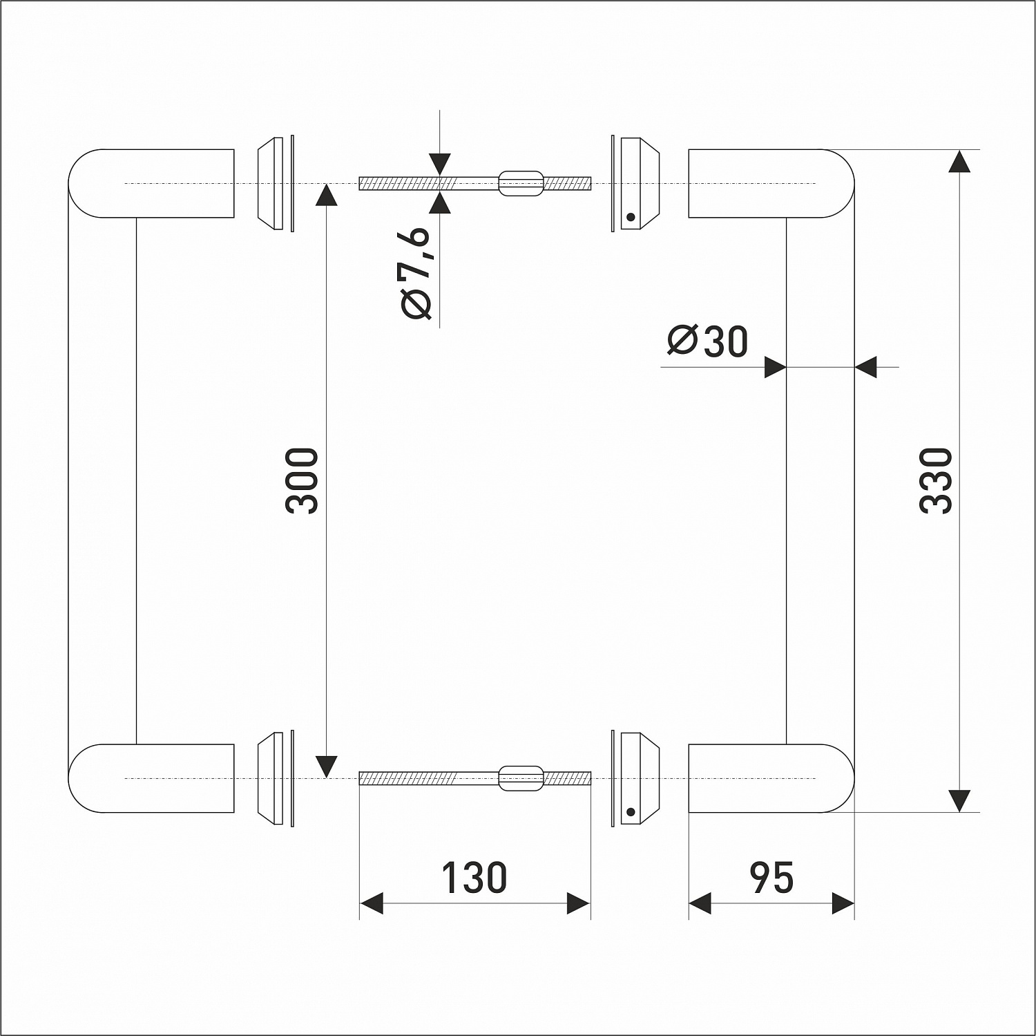 Ручка-скоба дверная 300 мм белая алюминиевая
