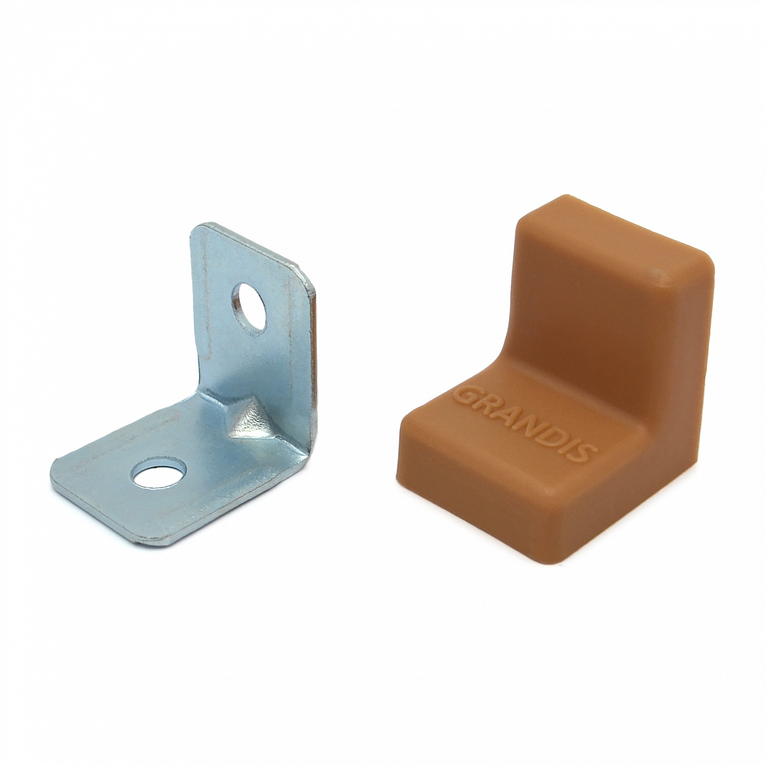 Уголок мебельный 20*20 мм основа металл + декор пластик ольха