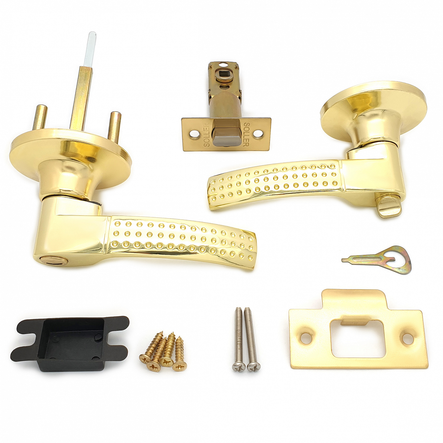 Ручка-защелка нажимная межкомнатная SOLLER R 3903 ВКРВ золото без ключа с фиксатором