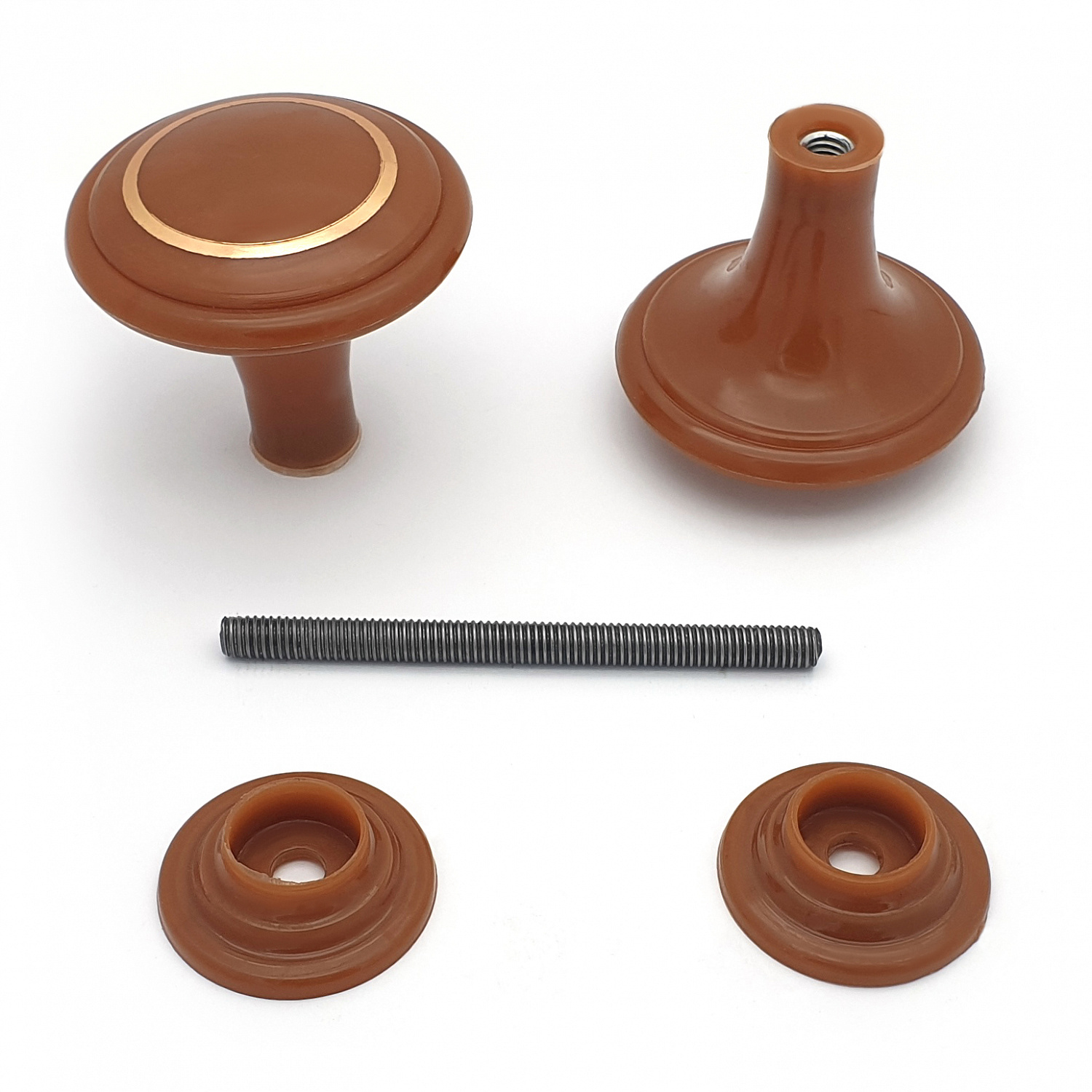 Ручка-стяжка дверная РДП-02-3 темное дерево малая с кольцом