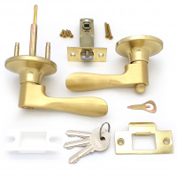 Ручка-защелка нажимная межкомнатная SOLLER R 891 ETSB матовое золото с ключом и фиксатором