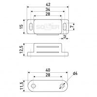 Магнит мебельный SOLLER L-42 h-12,5 мм белый