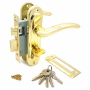 Замок врезной с ручками на планке SOLLER 50/106PB золото ключ-вертушка ЦМВ70