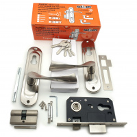 Замок врезной с ручками на планке SOLLER 61/76SN никель ключ-ключ