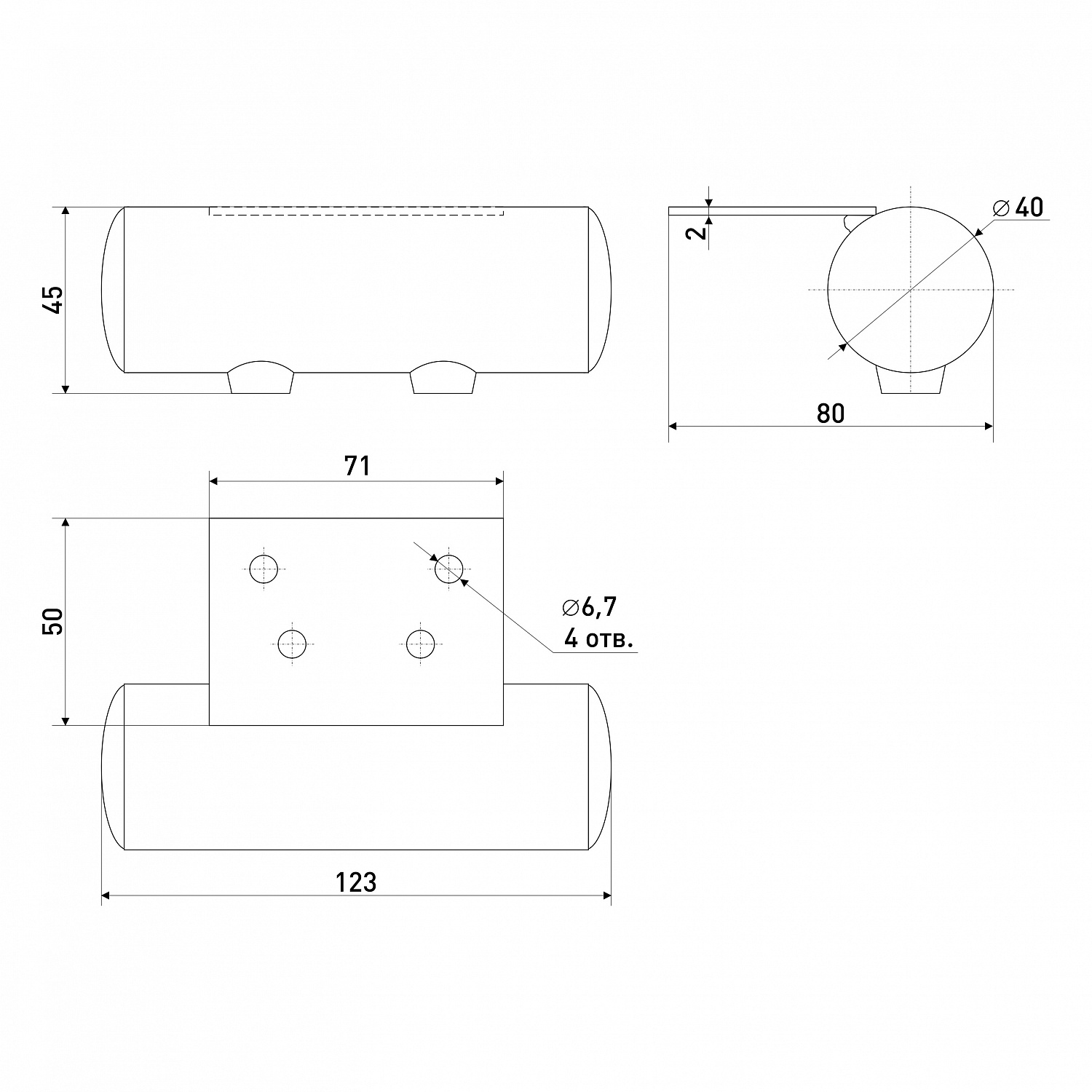 Опора для мягкой мебельная SOLLER h-43 мм цилиндр 40*43*120 мм хром