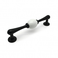 Ручка мебельная с белой керамической вставкой SOLLER 1263-128 черная 128 мм