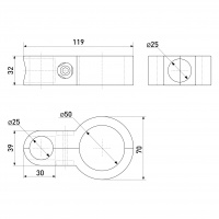 Соединитель 2-ух параллельных или перпендикулярных труб SOLLER R42-50 d-50*d-25 мм