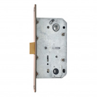 Замок врезной бесшумный для межкомнатных дверей SOLLER 600WC-АС медь без ключа под фиксатор или завертку