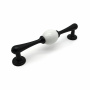 Ручка мебельная с белой керамической вставкой SOLLER 1263-128 черная 128 мм
