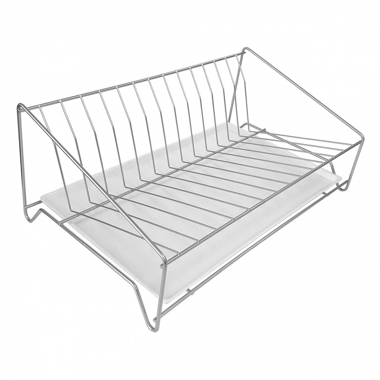 Тарелосушка настольная наклонная хром с поддоном