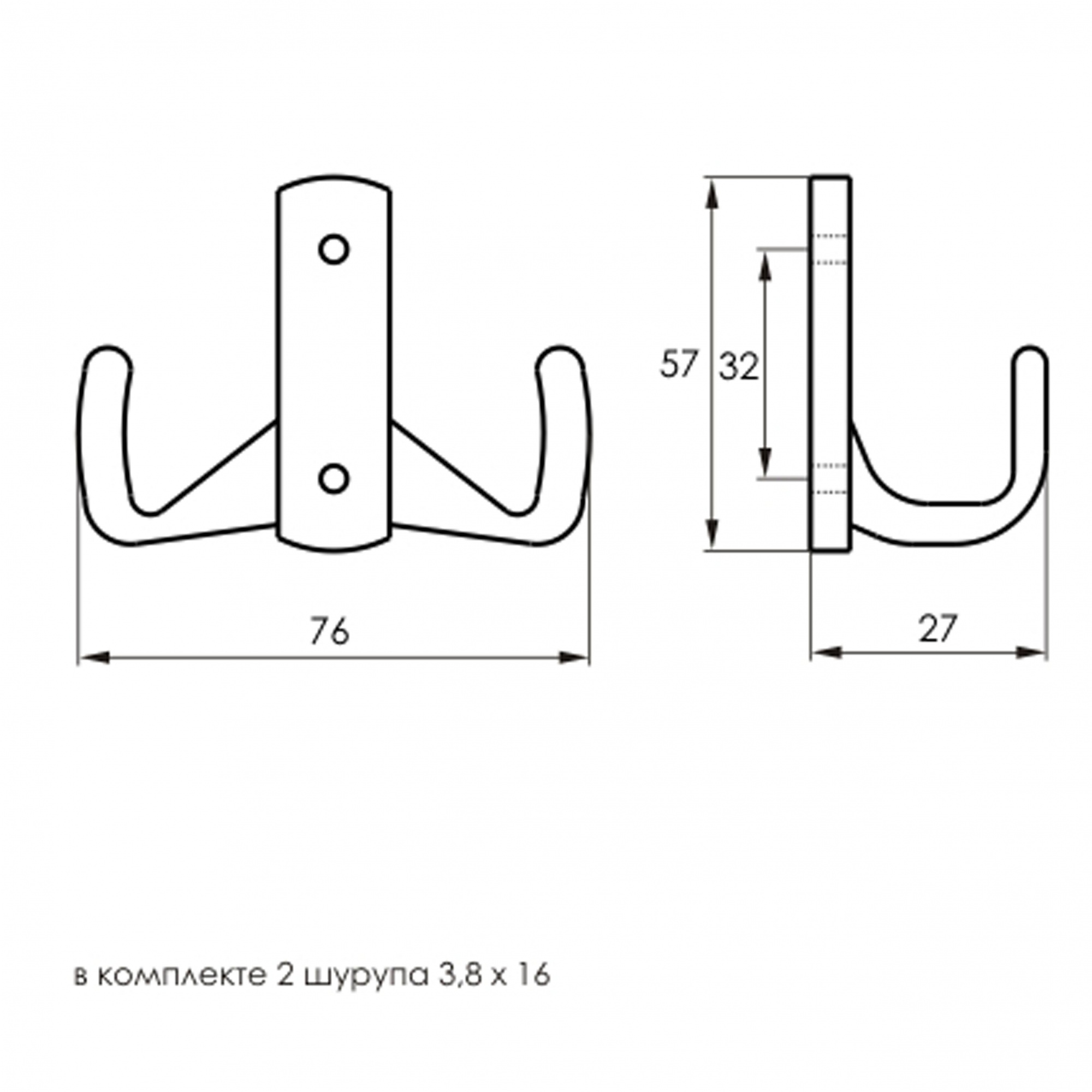 Крючок SOLLER 641В матовый хром