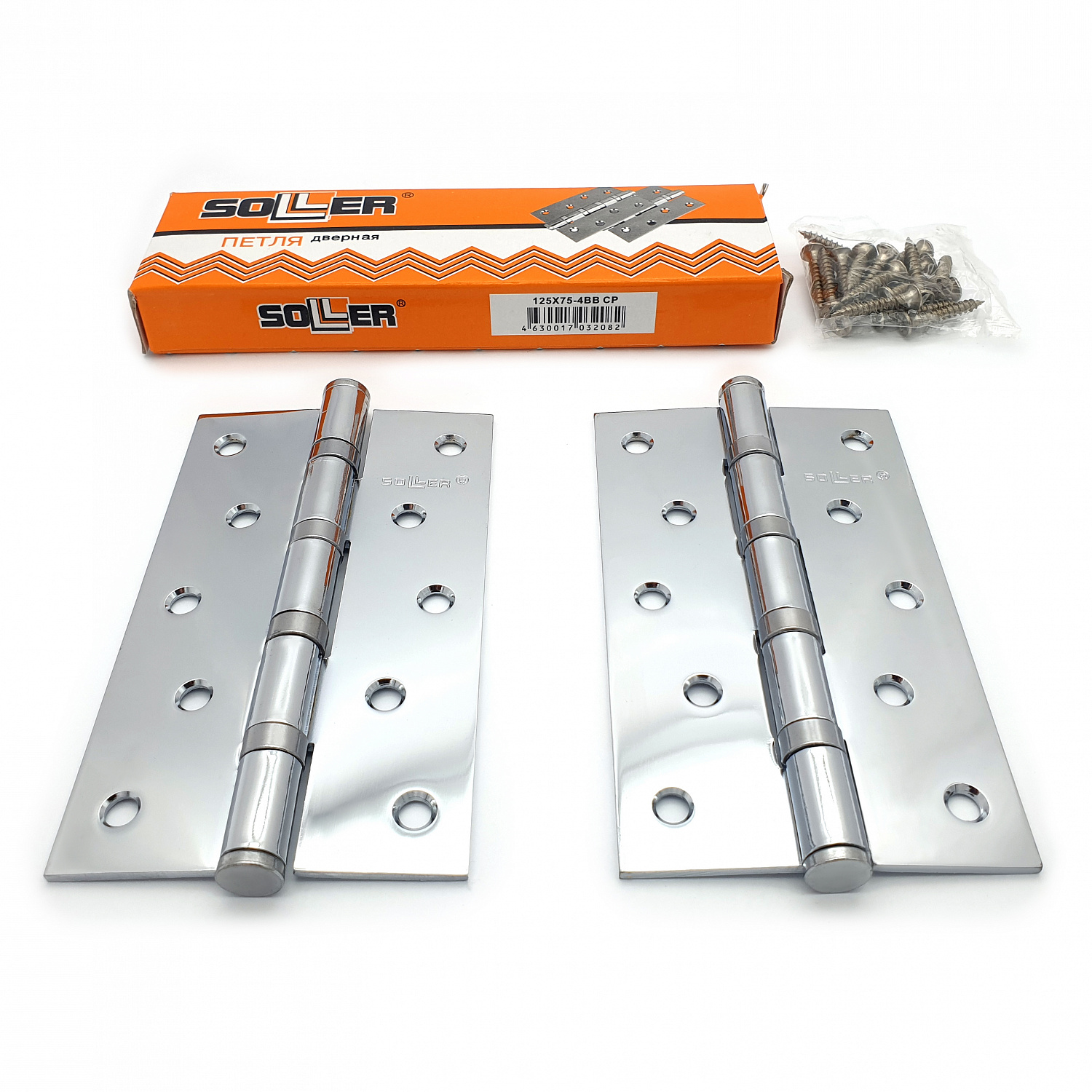 Петля дверная прямая 5" SOLLER хром (сталь 125*75*2,5)