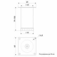 Опора мебельная регулируемая SOLLER 5100 42*80 мм хром сталь