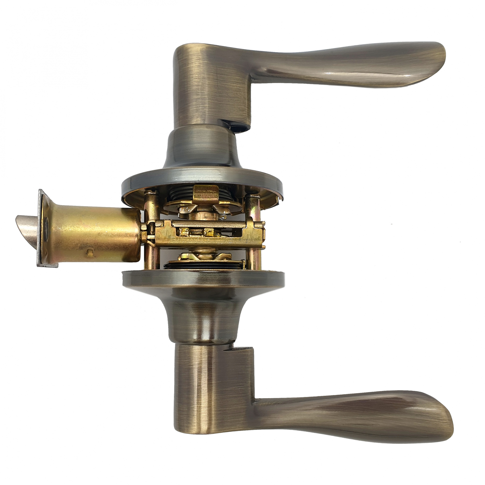 Ручка-защелка нажимная межкомнатная SOLLER R 891 ВКPS АВ бронза без ключа и фиксатора