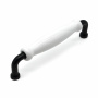 Ручка мебельная с белой керамической вставкой SOLLER 1258-128 черная 128 мм
