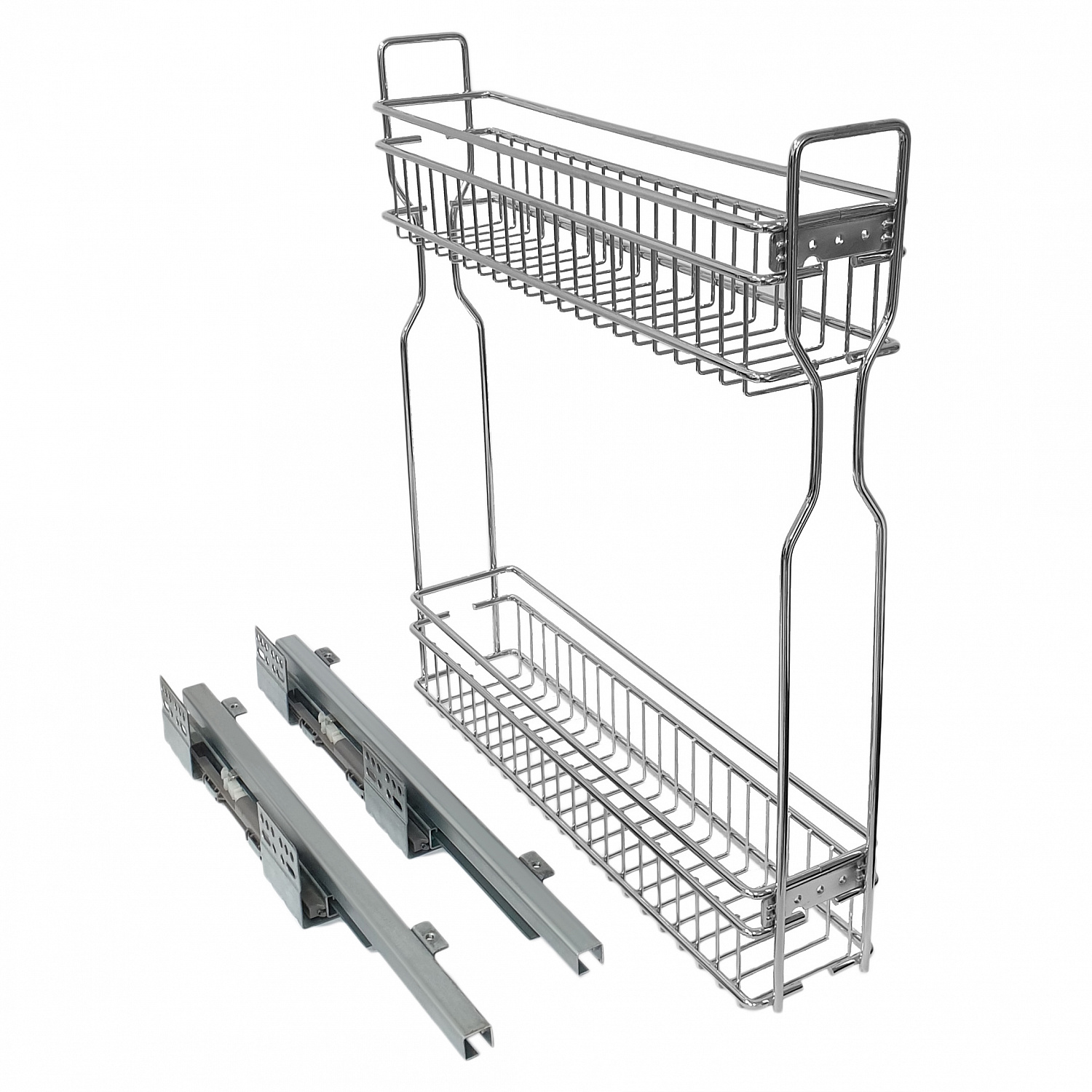 Бутылочница 2-х уровневая правая SOLLER ПР-150 мм 450*95*500 мм направляющие скрытого типа с доводчиком