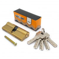 Механизм цилиндровый SOLLER F5 золото 80мм, 5 ключей латунь/металл, профильный ключ (35+10+35) Cu.С