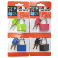 Замок навесной для чемоданов и сумок SOLLER 28 мм латунь/ПВХ цвет в ассортименте