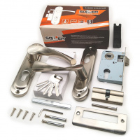 Замок врезной с ручками на планке SOLLER 50/76SN никель ключ-ключ ЦМ