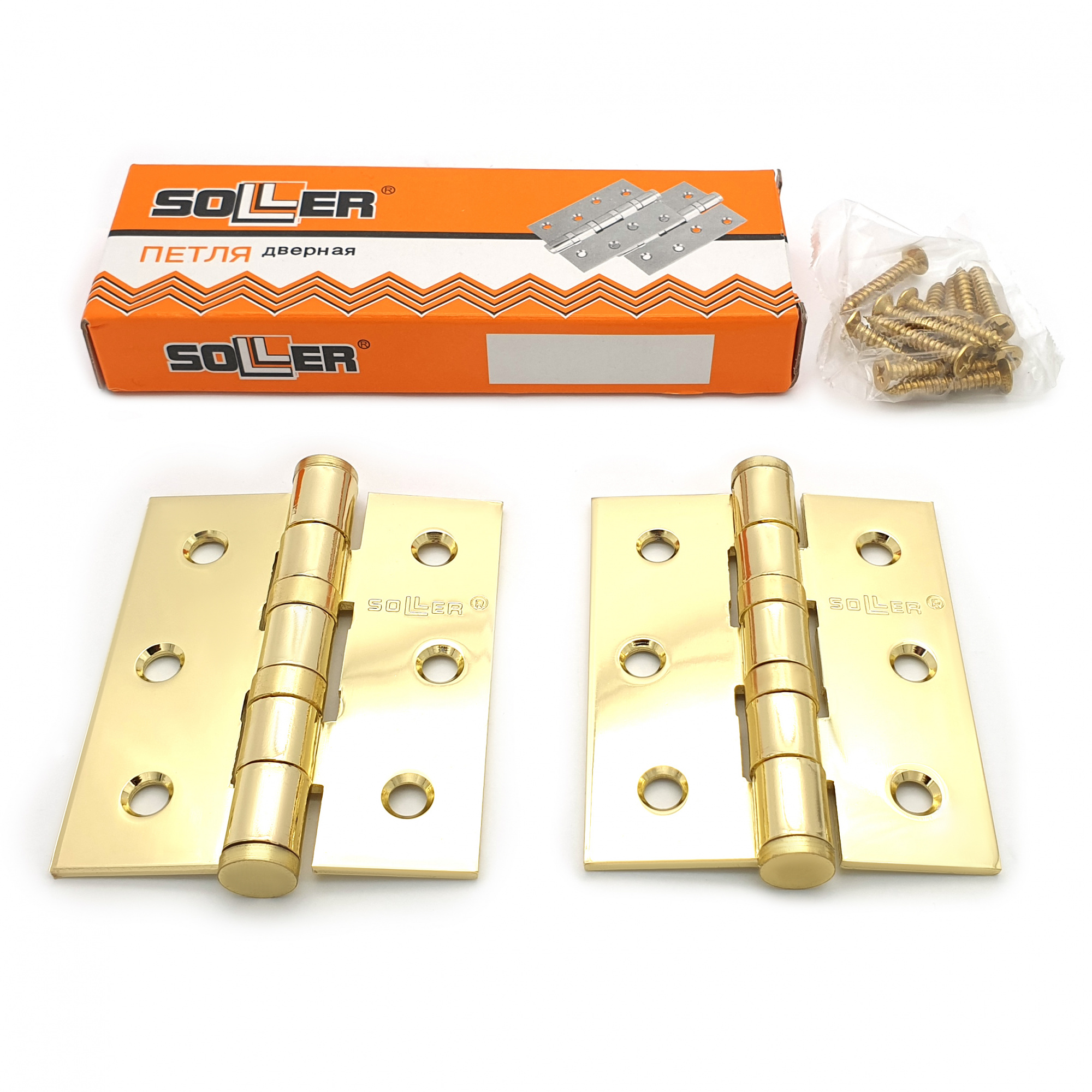 Петля дверная прямая 3" SOLLER золото (сталь 75*65*2,5)