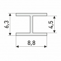 Планка для панелей "Союз" 4 мм 600 мм щелевая матовый хром 