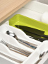 Лоток для столовых приборов раздвижной зеленый-белый