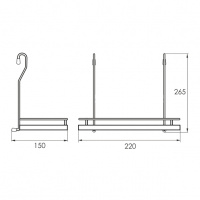 Полка одинарная с мини бортиком для рейлинга d-16 мм SOLLER 220*150*265 мм