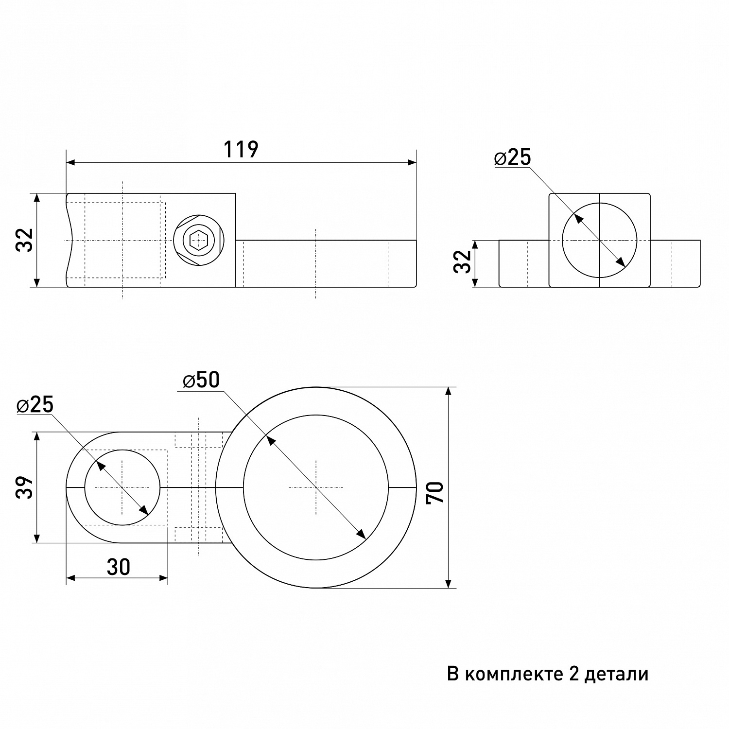 Соединитель поворотный 3-х параллельных и перпендикулярных труб SOLLER R43-50 d-25+d-50+d-25 мм