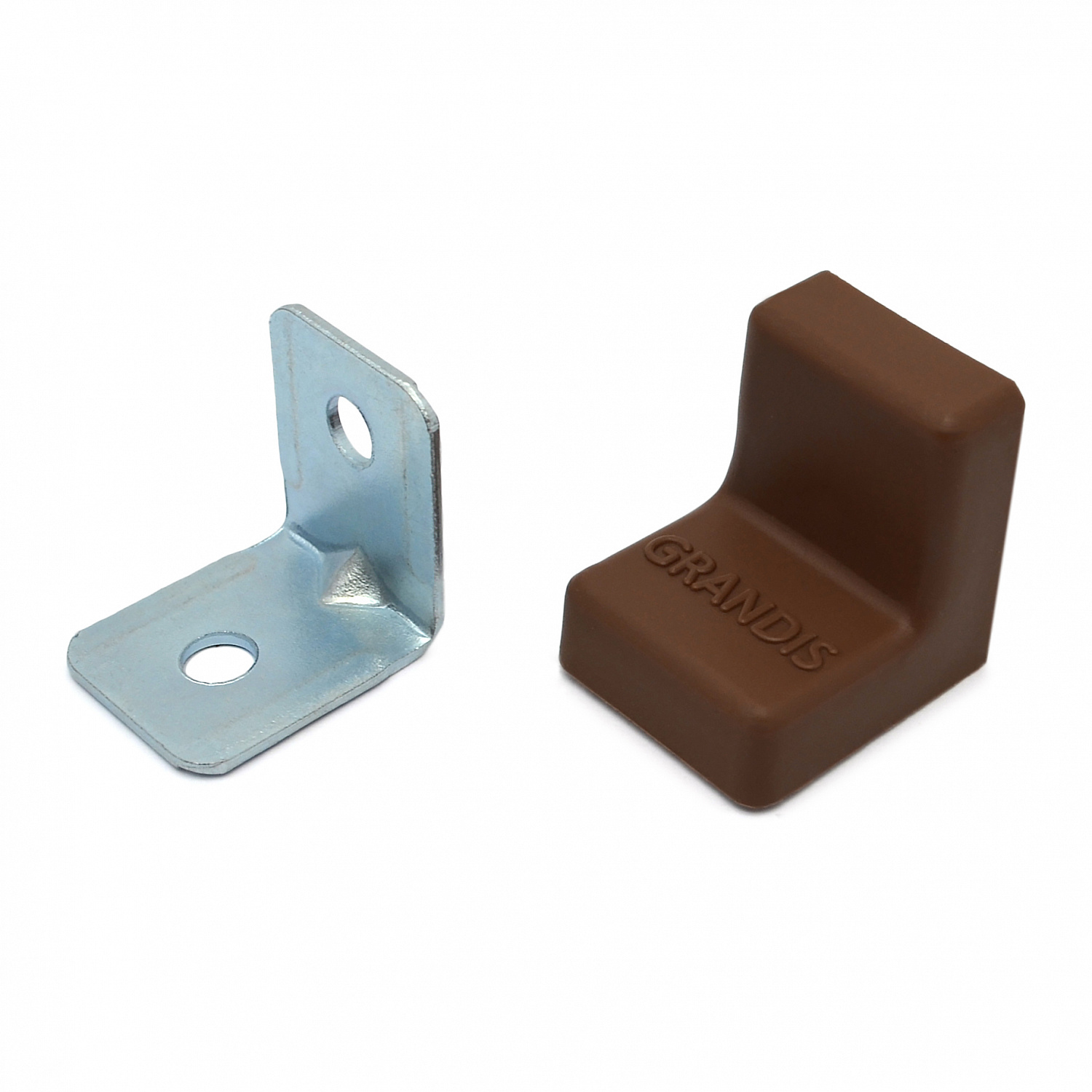 Уголок мебельный 20*20 мм основа металл + декор пластик орех