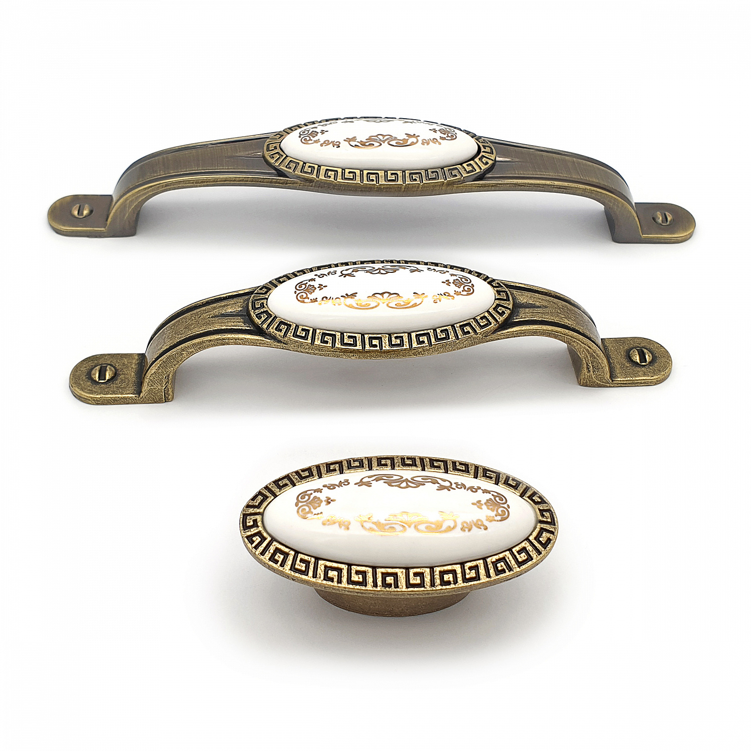 Ручка мебельная с керамической вставкой SOLLER ZY-10483-128 античная бронза