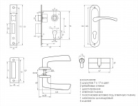 Замок врезной с ручками на планке SOLLER 50/76AB бронза ключ-ключ ЦМ