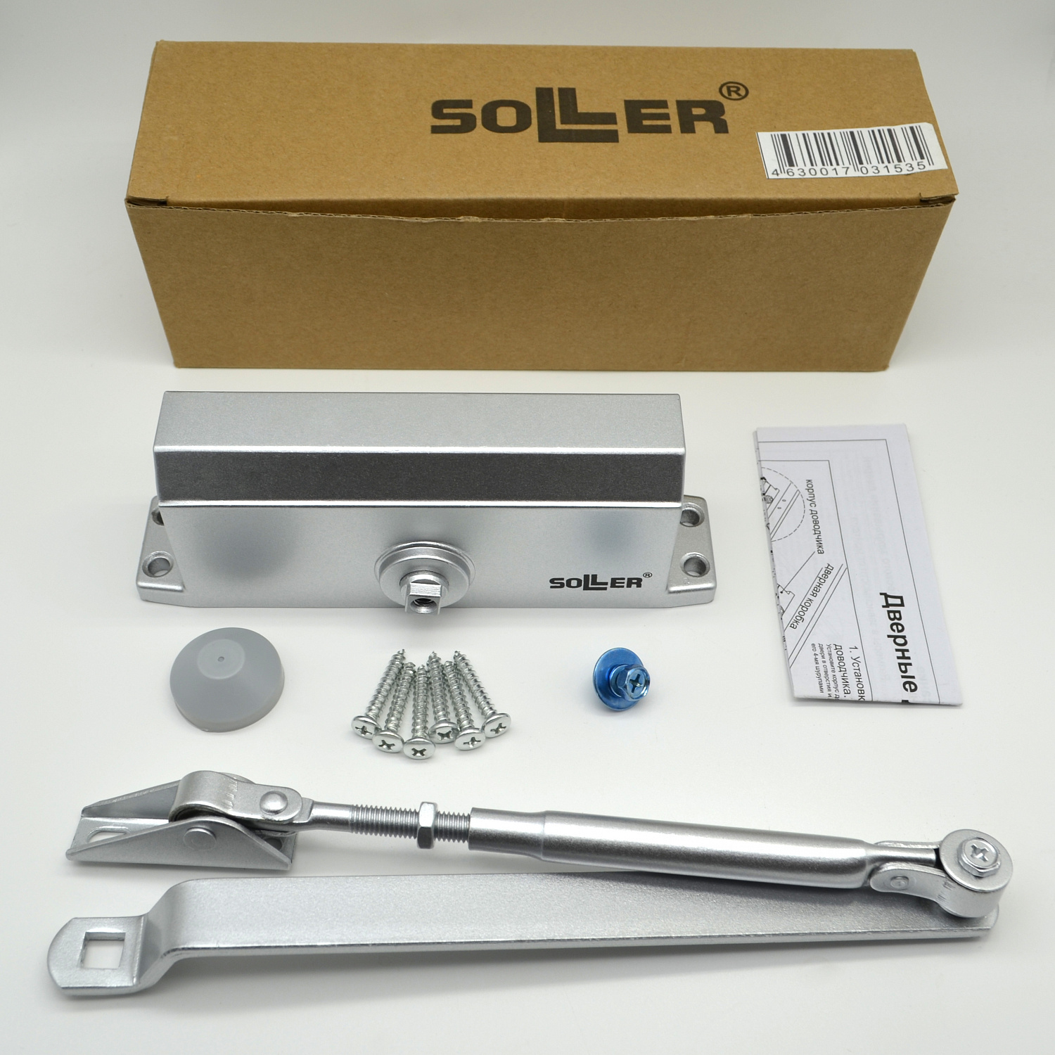 Доводчик дверной SOLLER №301 серый для дверей весом 40-50 кг
