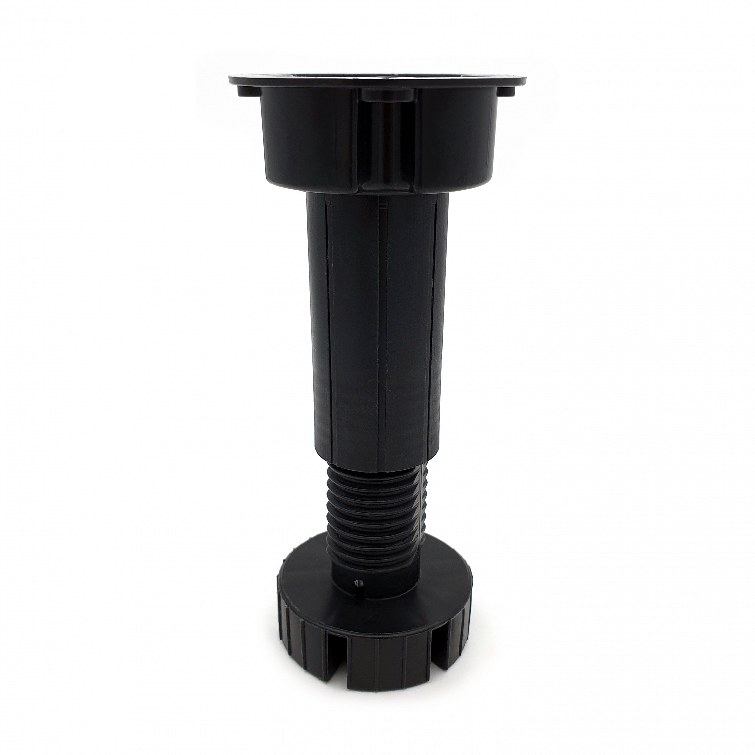 Опора кухонная 100 мм неразборная под саморезы регулируемая 95-130 мм пластик черная