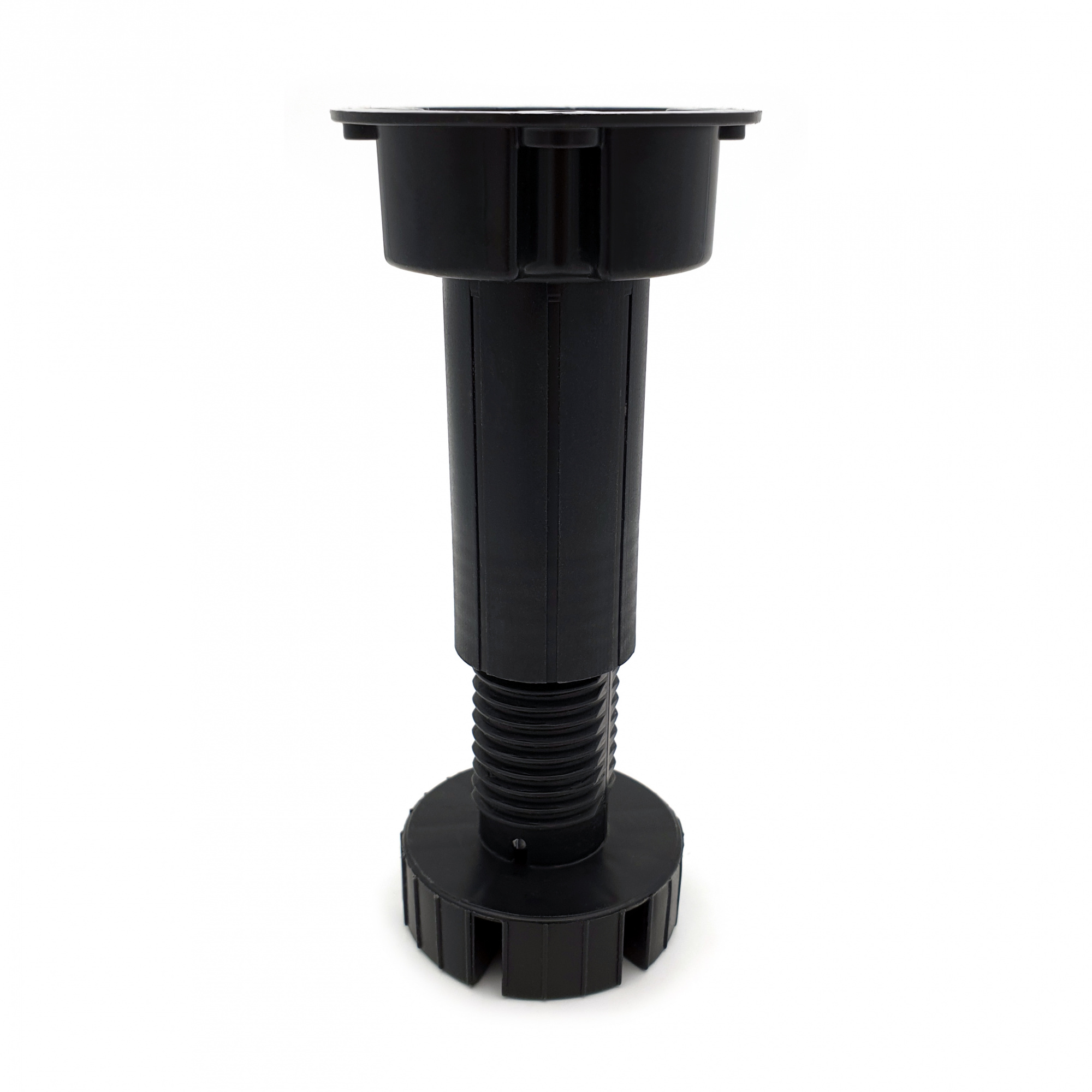 Опора кухонная 100 мм неразборная под саморезы регулируемая 95-130 мм пластик черная