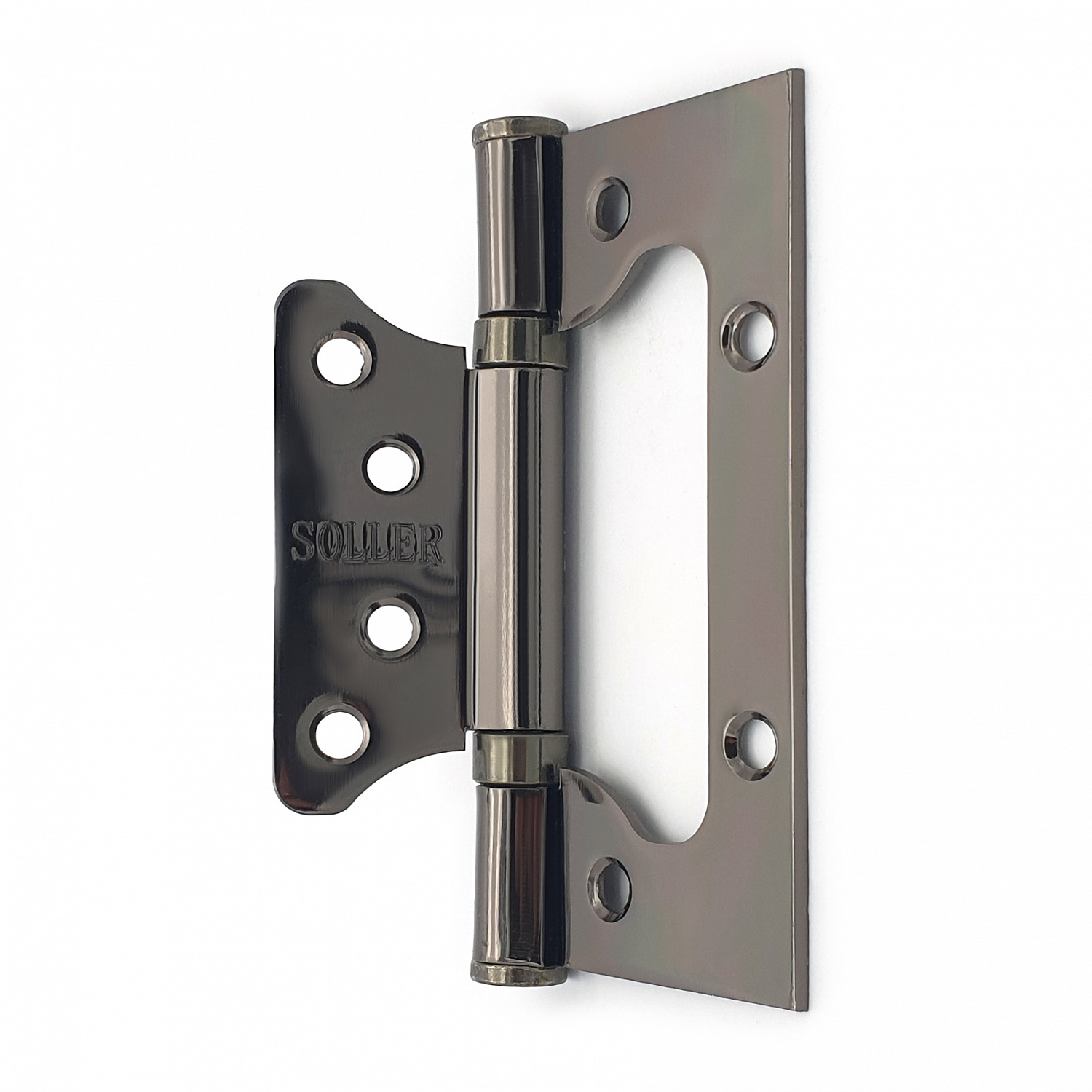 Петля дверная накладная 4" SOLLER  кофе глянец (сталь 100*75*2) бабочка без врезки 