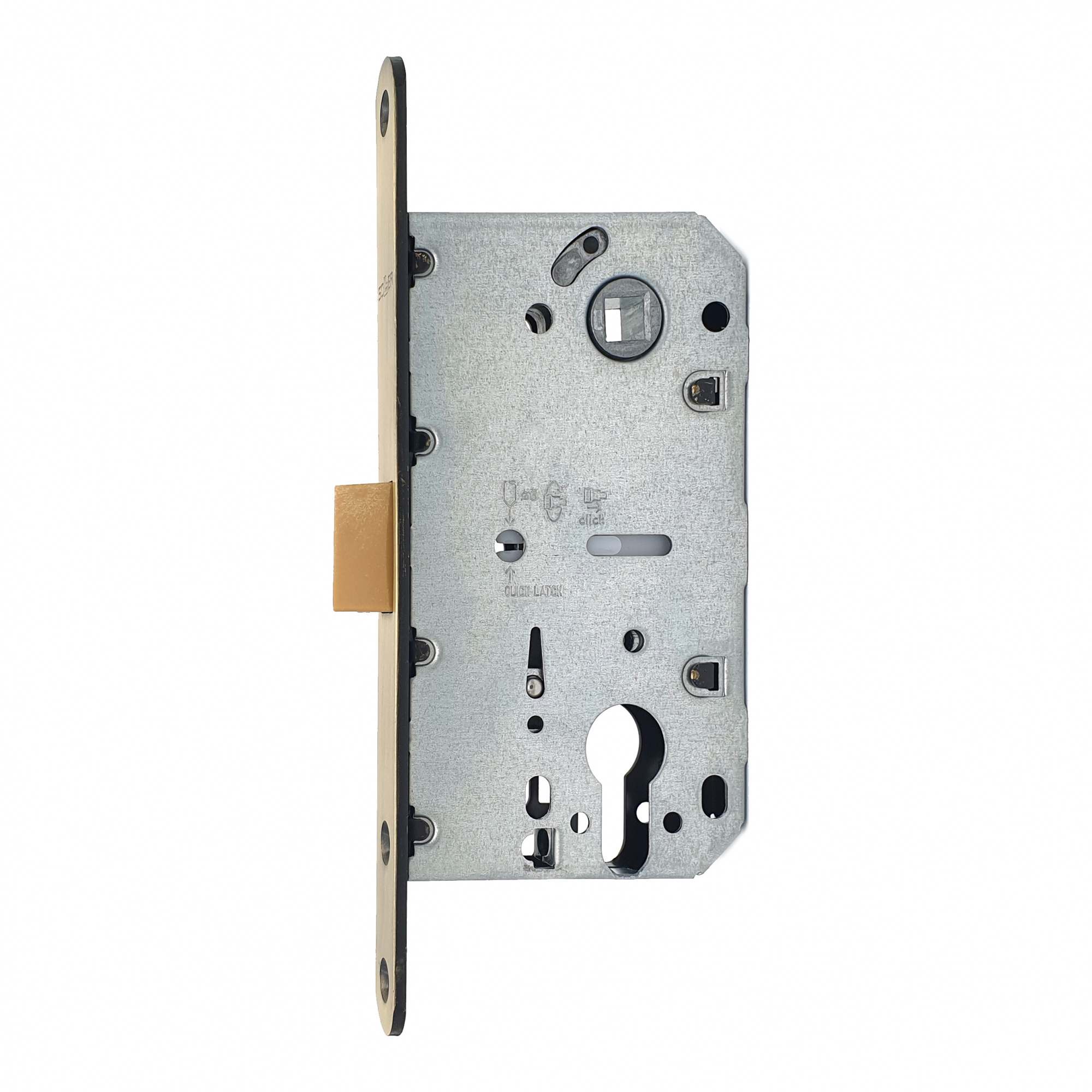 Замок врезной бесшумный для межкомнатных дверей SOLLER 600ЕТ-AB бронза под ключ (цилиндровый механизм)