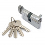 Механизм цилиндровый SOLLER FV5 хром 60мм, 5 ключа ключ/вертушка, латунь/металл (25+10+25)