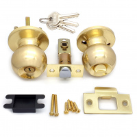 Ручка-защелка /кноб/ межкомнатная SOLLER ЗШ-01 ETSB матовое золото с ключом и фиксатором