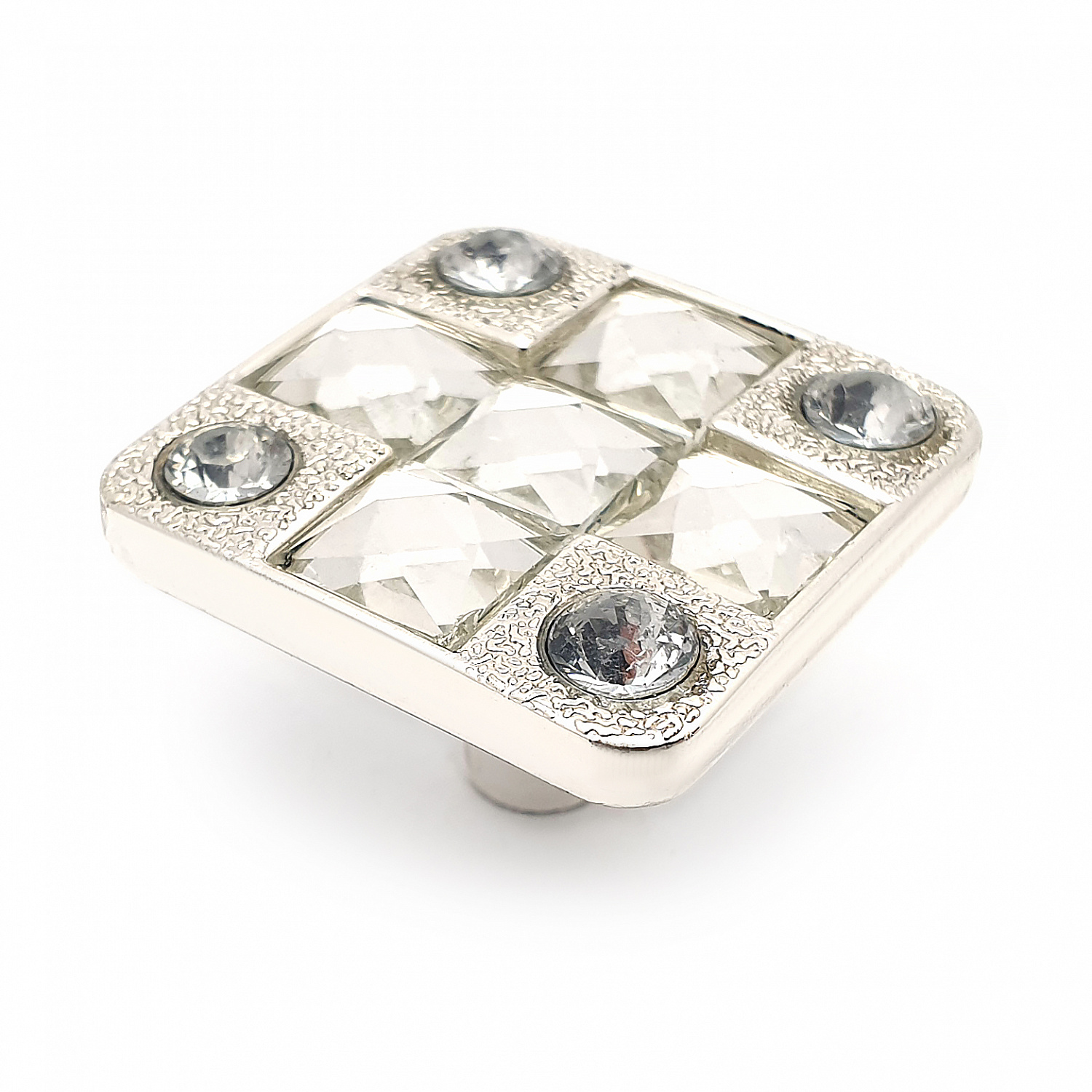 Ручка-кнопка мебельная SOLLER 873-К серебро СS со стразами