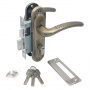 50/76AB Замок врезной с ручками на планке бронза,  кл/в, м/ц никель