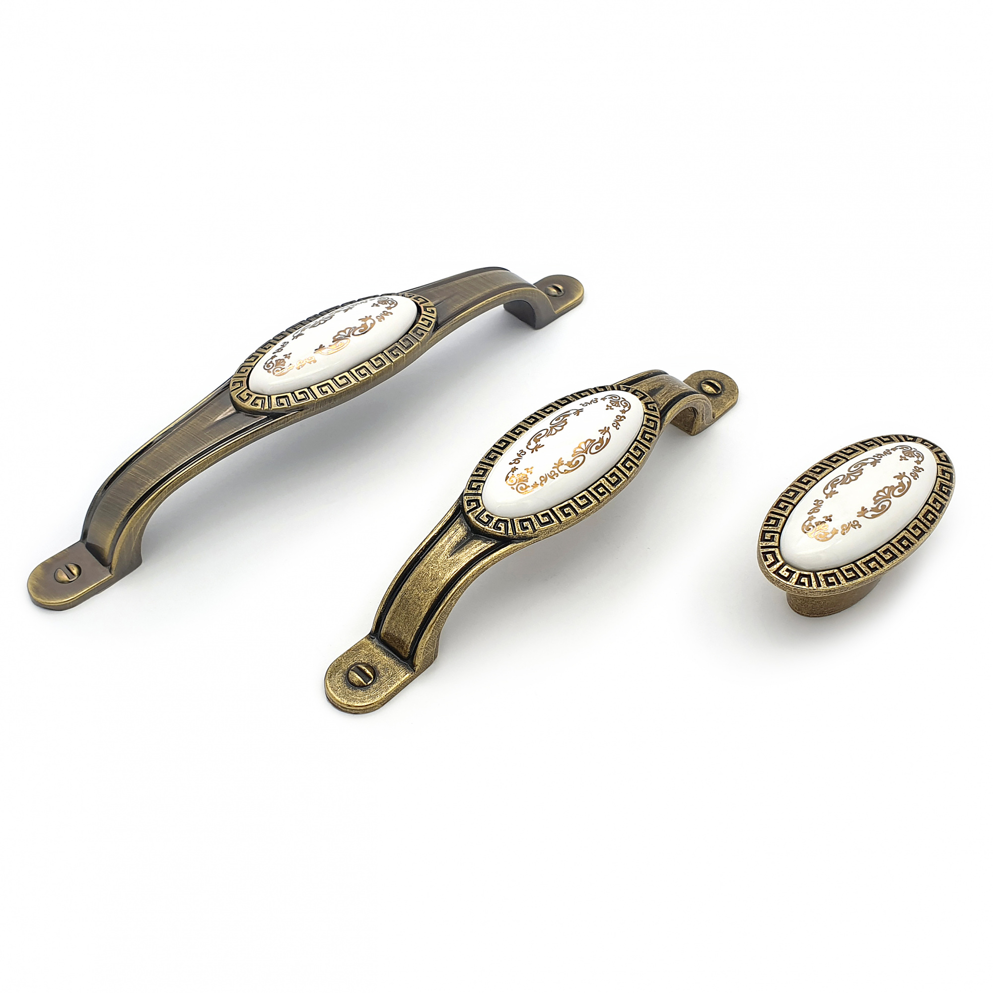 Ручка мебельная с керамической вставкой SOLLER ZY-10483-128 античная бронза