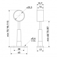 Держатель дистанционный регулируемый торцевой SOLLER R-50 АR d-25 мм