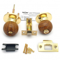 Ручка-защелка /кноб/ межкомнатная SOLLER 7817 BKPB золото без ключа с фиксатором