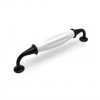 Ручка мебельная с белой керамической вставкой SOLLER 1259-128 черная 128 мм