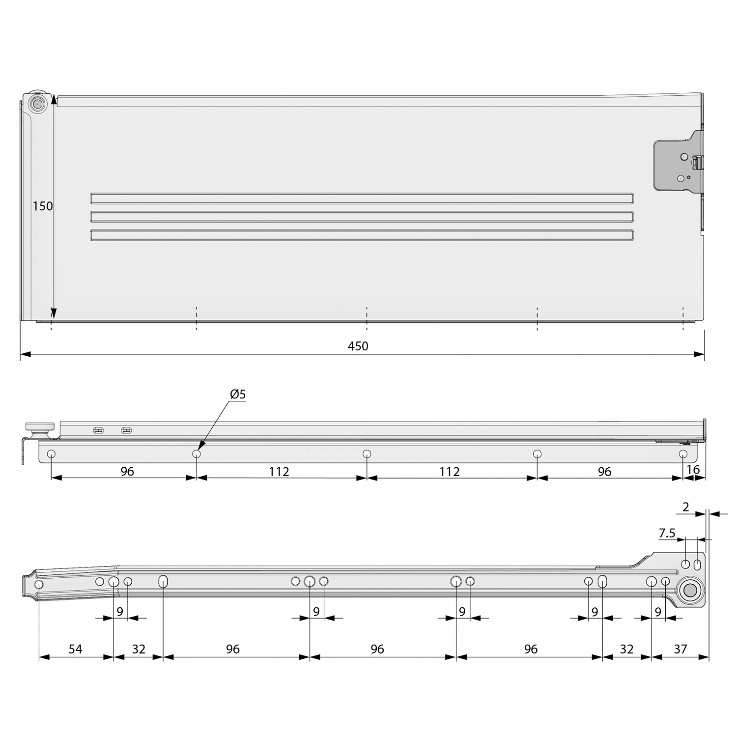 Металлобокс 450мм Н-150мм (белый)