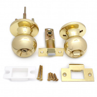 Ручка-защелка /кноб/ межкомнатная SOLLER ЗШ-03 ВКPB золото без ключа с фиксатором